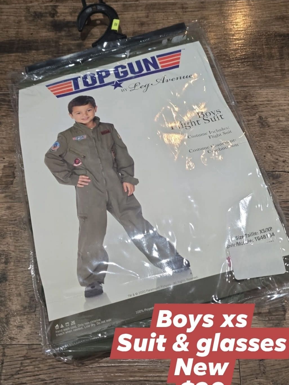 Leg Avenue Boys Top Gun Flight Suit in Olive Green